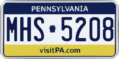 PA license plate MHS5208
