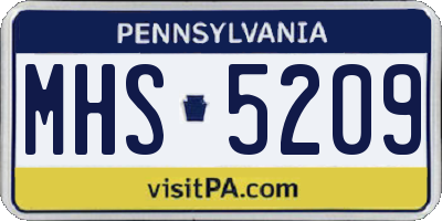 PA license plate MHS5209
