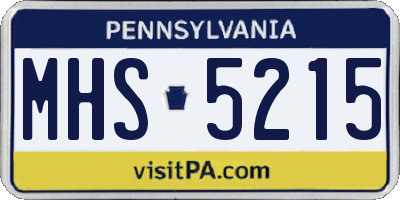 PA license plate MHS5215