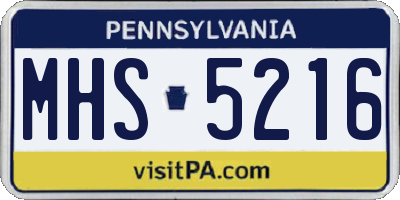 PA license plate MHS5216