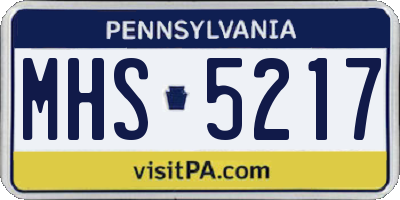 PA license plate MHS5217