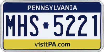 PA license plate MHS5221