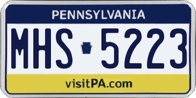 PA license plate MHS5223
