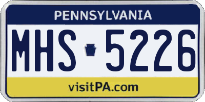 PA license plate MHS5226