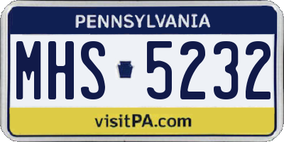 PA license plate MHS5232