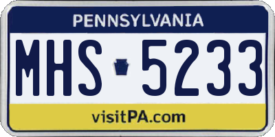 PA license plate MHS5233