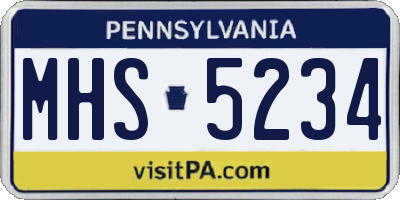 PA license plate MHS5234