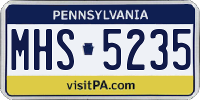 PA license plate MHS5235