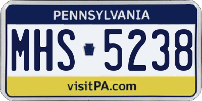 PA license plate MHS5238