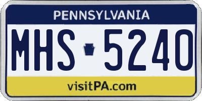 PA license plate MHS5240