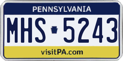 PA license plate MHS5243