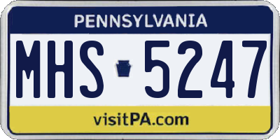 PA license plate MHS5247