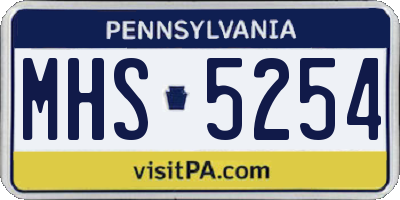 PA license plate MHS5254