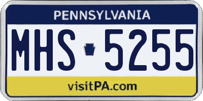 PA license plate MHS5255