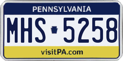 PA license plate MHS5258