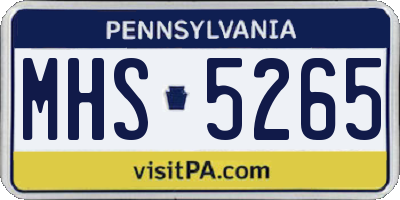 PA license plate MHS5265