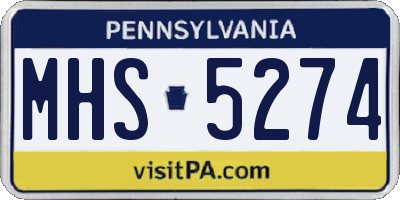 PA license plate MHS5274
