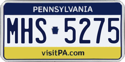 PA license plate MHS5275