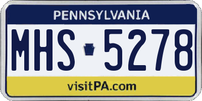 PA license plate MHS5278