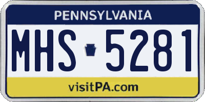 PA license plate MHS5281