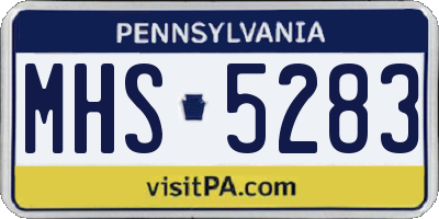 PA license plate MHS5283