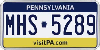 PA license plate MHS5289