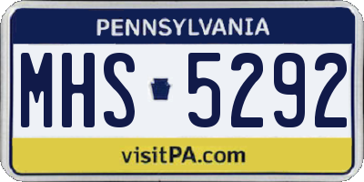PA license plate MHS5292