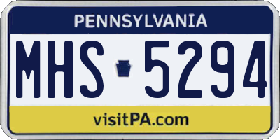 PA license plate MHS5294