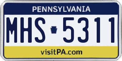 PA license plate MHS5311
