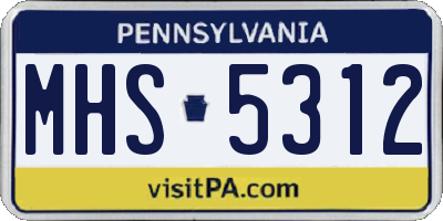 PA license plate MHS5312