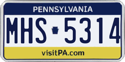 PA license plate MHS5314