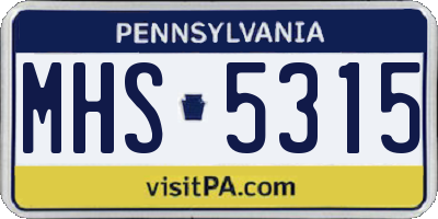 PA license plate MHS5315