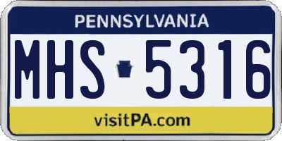 PA license plate MHS5316