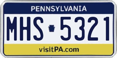 PA license plate MHS5321
