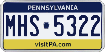 PA license plate MHS5322