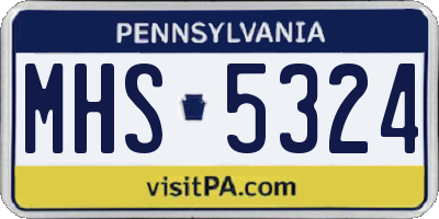 PA license plate MHS5324