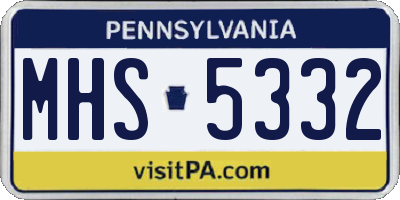 PA license plate MHS5332