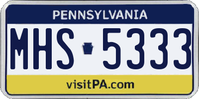 PA license plate MHS5333