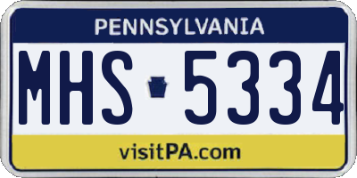 PA license plate MHS5334