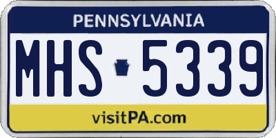 PA license plate MHS5339