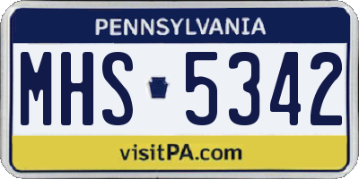 PA license plate MHS5342