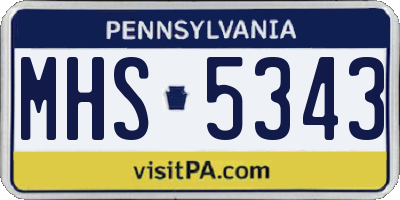 PA license plate MHS5343