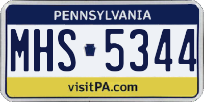 PA license plate MHS5344