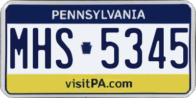 PA license plate MHS5345
