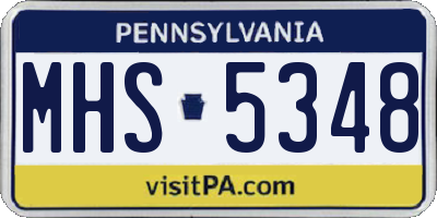 PA license plate MHS5348