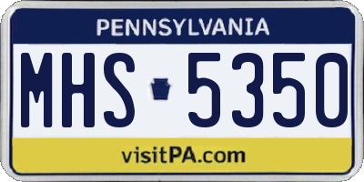 PA license plate MHS5350