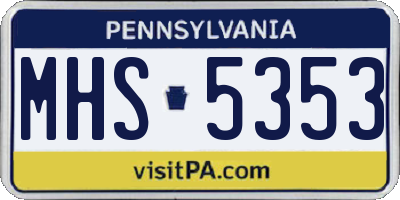 PA license plate MHS5353