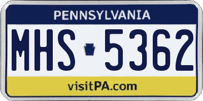 PA license plate MHS5362