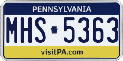 PA license plate MHS5363
