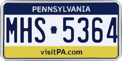 PA license plate MHS5364